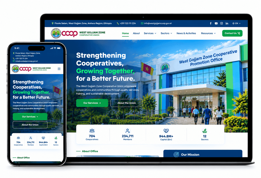 West Gojjam Cooperative Portal & CMS screenshot